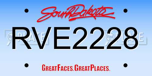 RVE2228 South Dakota License Plate