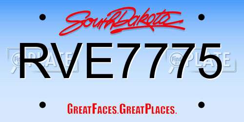 RVE7775 South Dakota License Plate