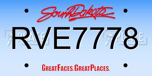 RVE7778 South Dakota License Plate