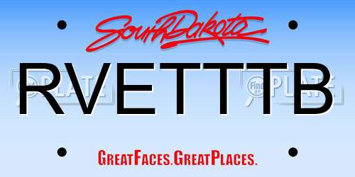 RVETTTB South Dakota License Plate