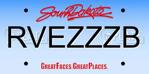 RVEZZZB South Dakota License Plate