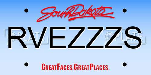 RVEZZZS South Dakota License Plate