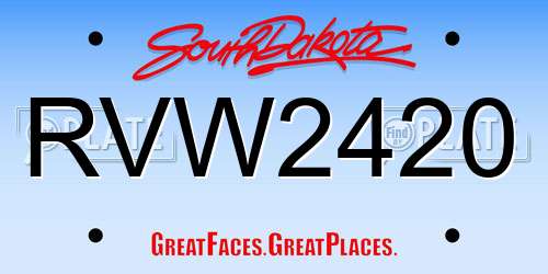 RVW2420 South Dakota License Plate