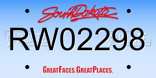 RW02298 South Dakota License Plate