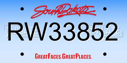RW33852 South Dakota License Plate