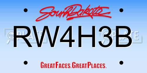 RW4H3B South Dakota License Plate