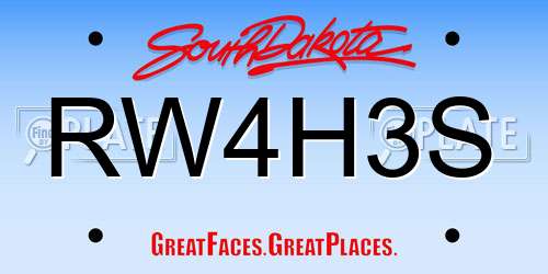 RW4H3S South Dakota License Plate