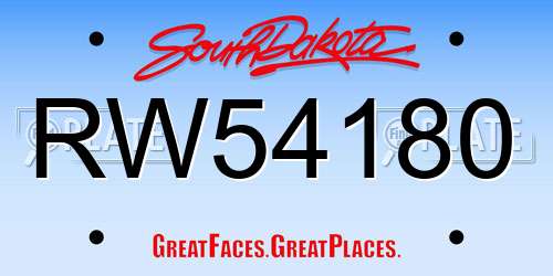 RW54180 South Dakota License Plate
