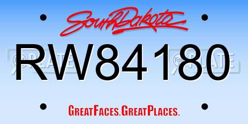 RW84180 South Dakota License Plate