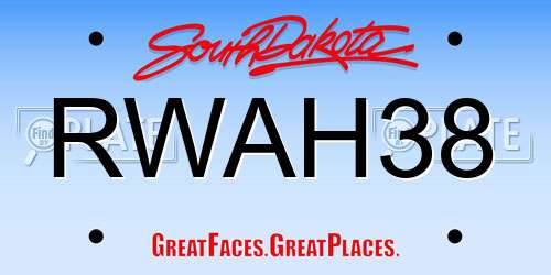RWAH38 South Dakota License Plate