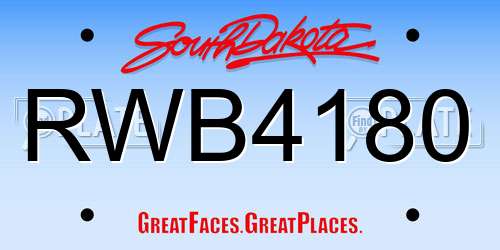 RWB4180 South Dakota License Plate