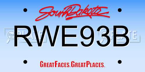 RWE93B South Dakota License Plate
