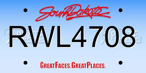 RWL4708 South Dakota License Plate