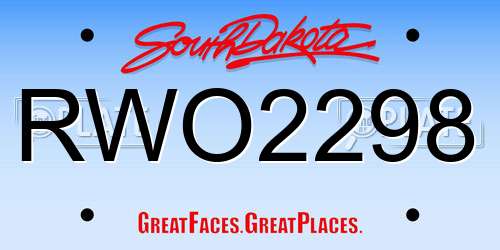 RWO2298 South Dakota License Plate
