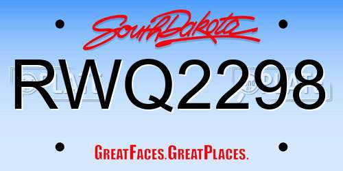 RWQ2298 South Dakota License Plate
