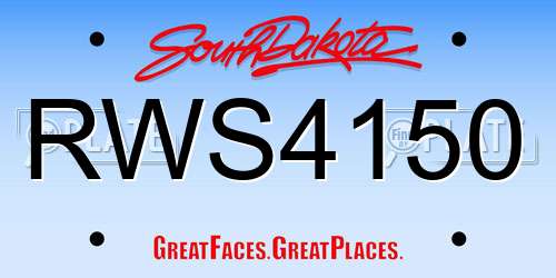 RWS4150 South Dakota License Plate