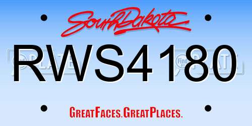 RWS4180 South Dakota License Plate