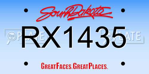 RX1435 South Dakota License Plate