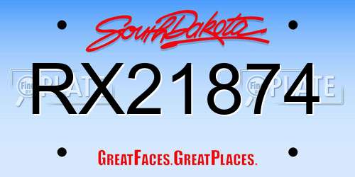 RX21874 South Dakota License Plate