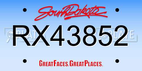 RX43852 South Dakota License Plate