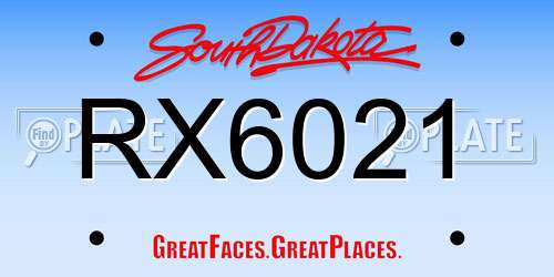 RX6021 South Dakota License Plate