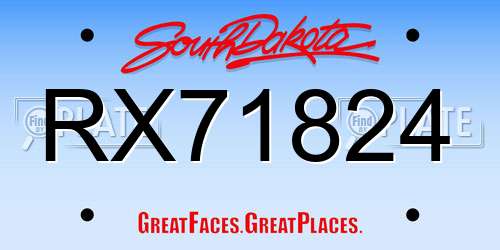 RX71824 South Dakota License Plate