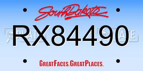 RX84490 South Dakota License Plate
