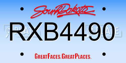 RXB4490 South Dakota License Plate