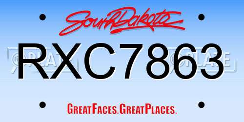 RXC7863 South Dakota License Plate