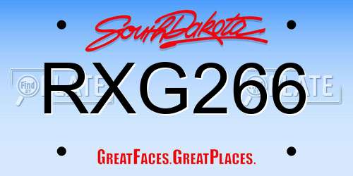 RXG266 South Dakota License Plate