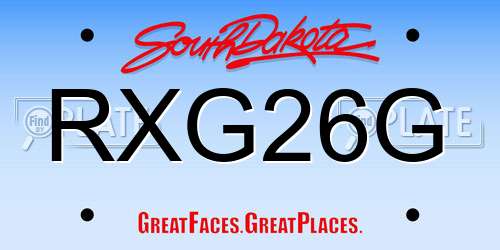 RXG26G South Dakota License Plate