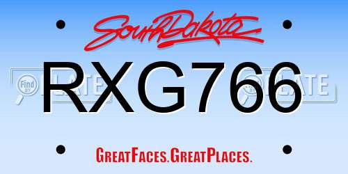 RXG766 South Dakota License Plate