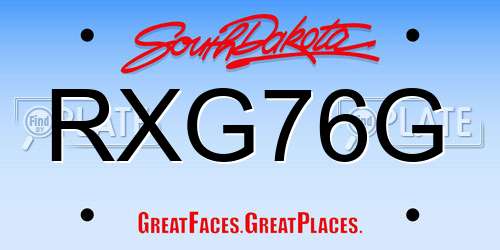 RXG76G South Dakota License Plate