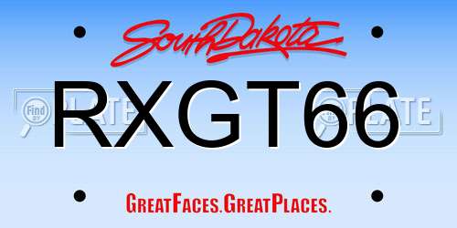 RXGT66 South Dakota License Plate