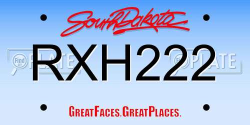 RXH222 South Dakota License Plate