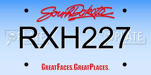 RXH227 South Dakota License Plate