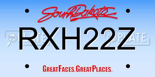 RXH22Z South Dakota License Plate
