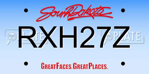 RXH27Z South Dakota License Plate