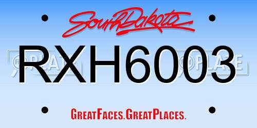 RXH6003 South Dakota License Plate