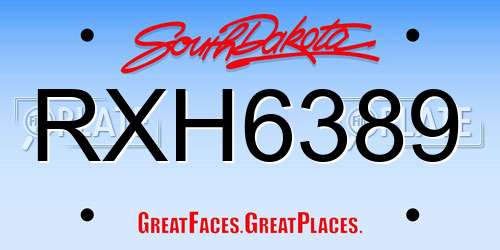 RXH6389 South Dakota License Plate