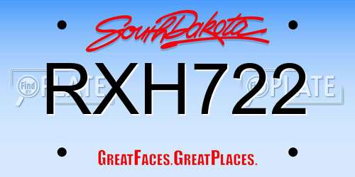 RXH722 South Dakota License Plate