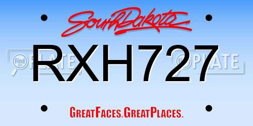 RXH727 South Dakota License Plate
