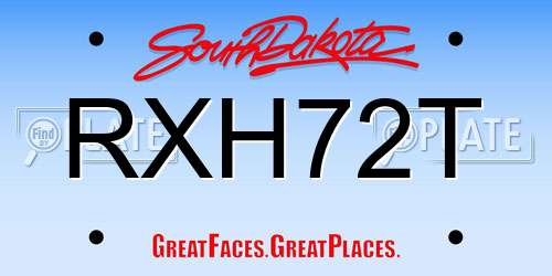 RXH72T South Dakota License Plate