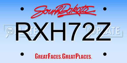 RXH72Z South Dakota License Plate