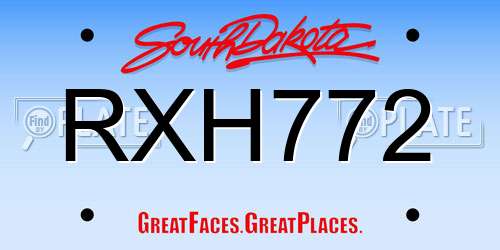 RXH772 South Dakota License Plate