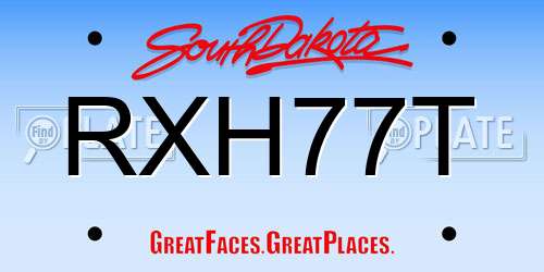 RXH77T South Dakota License Plate