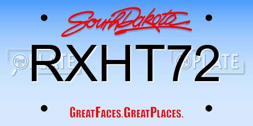 RXHT72 South Dakota License Plate