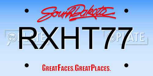 RXHT77 South Dakota License Plate