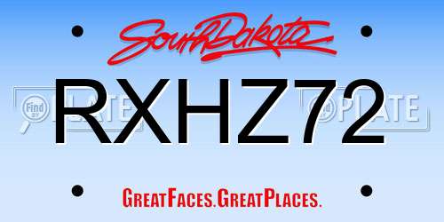 RXHZ72 South Dakota License Plate