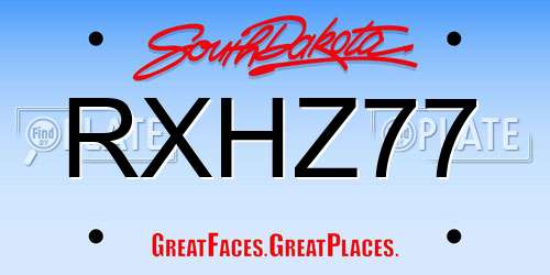 RXHZ77 South Dakota License Plate